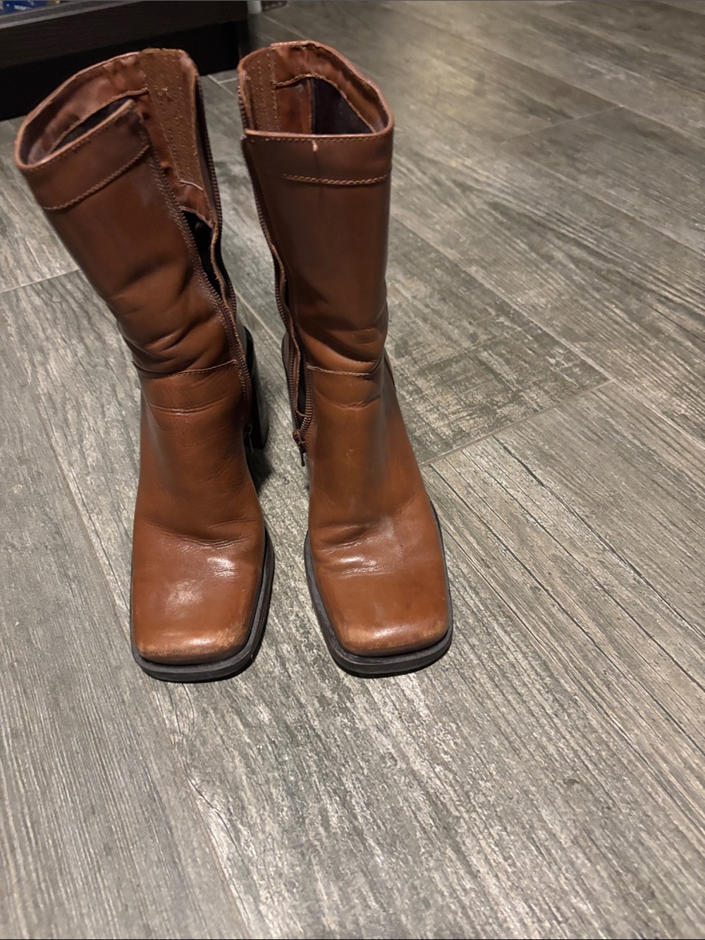 Bakers Women's Chestnut Brown Leather Mid-Calf Heeled Boots